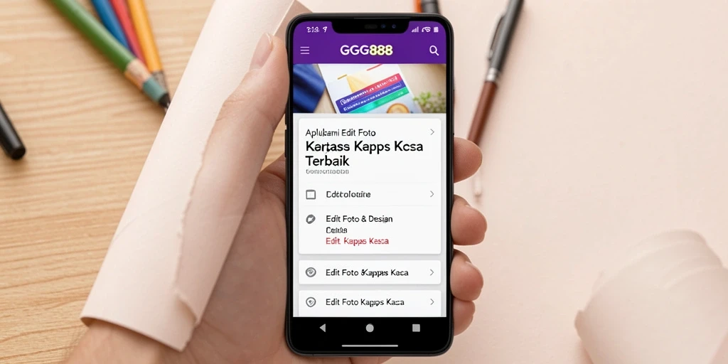 Antarmuka GGG888 menampilkan berbagai fungsi editing foto dengan efek kertas kaca.