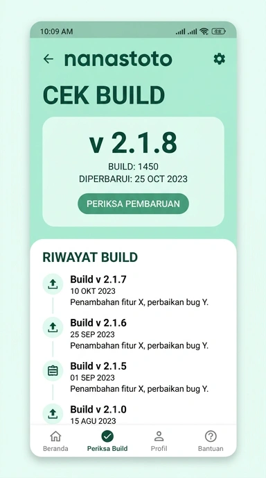 Tampilan riwayat versi nanastoto